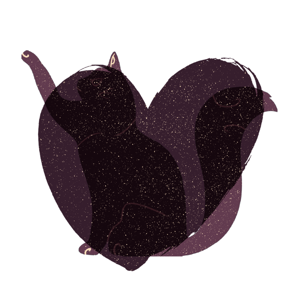 gato e coração silhueta ilustração dentro pastel cores. png