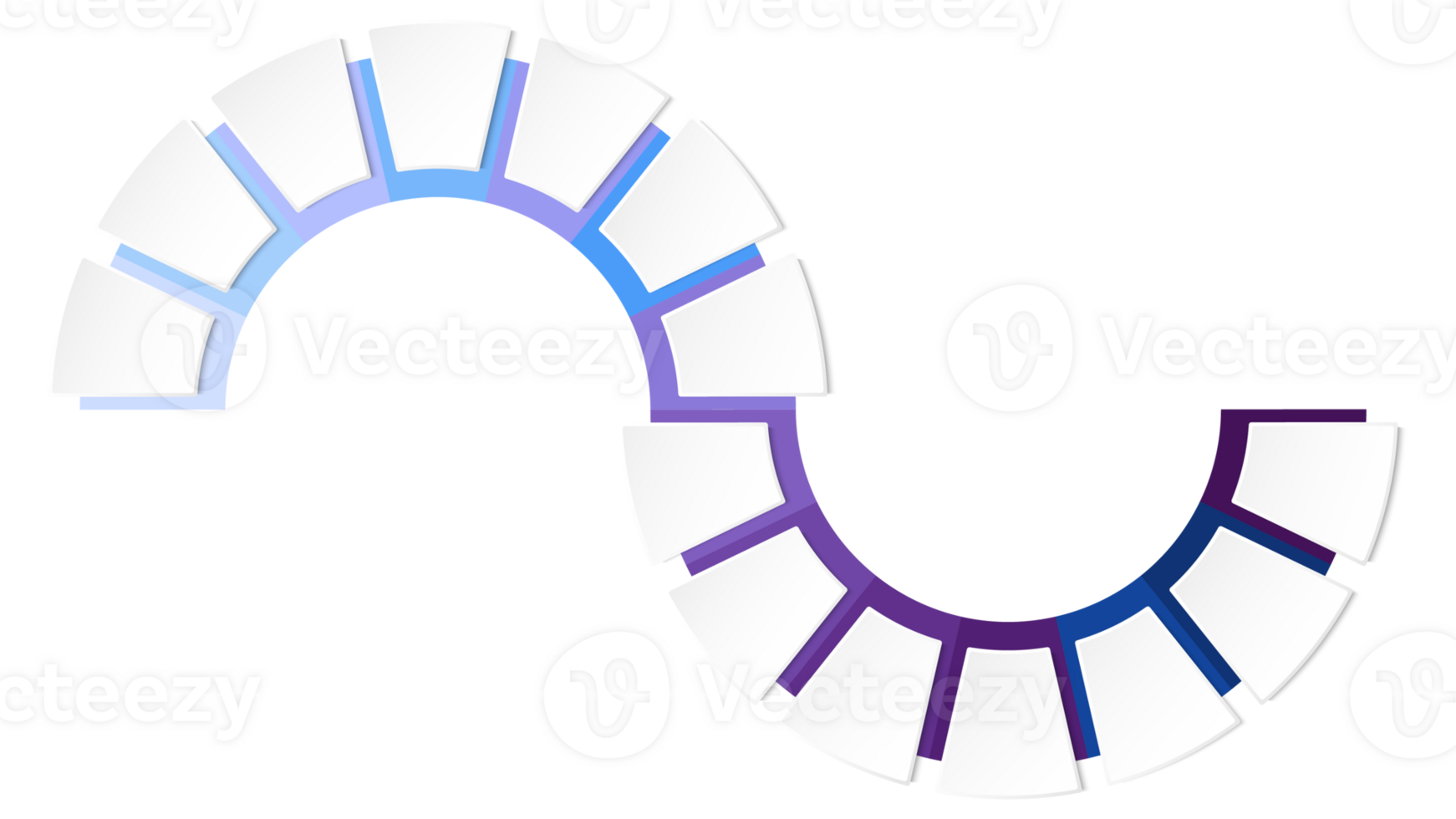 Blue tone circle infographic with 14 steps, process or options. Presentation slide template. png