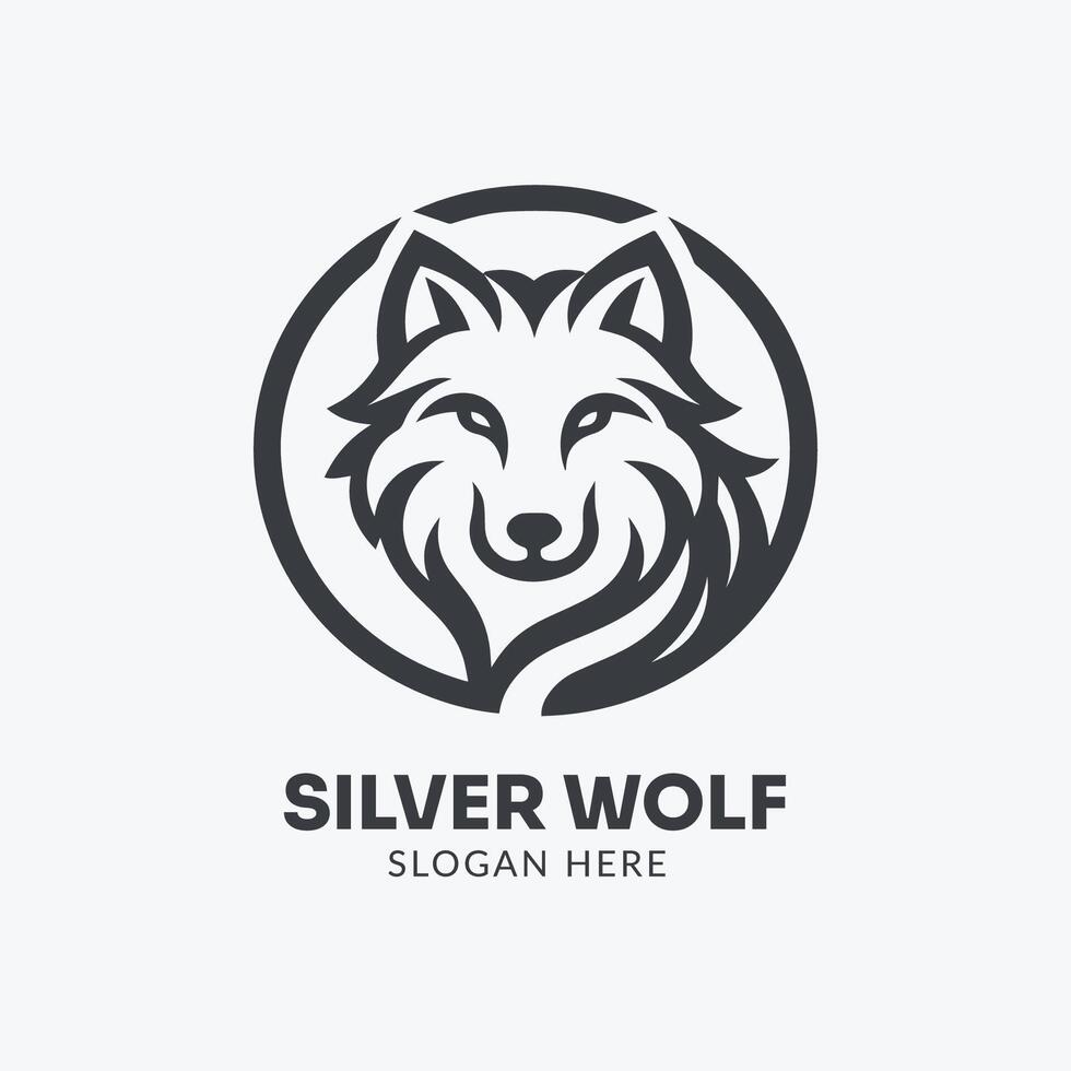 head wolf logo design vector