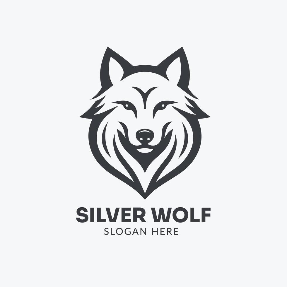 head wolf logo design vector