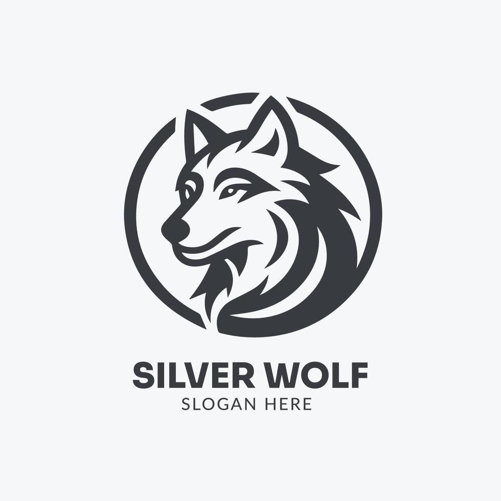 head wolf logo design vector