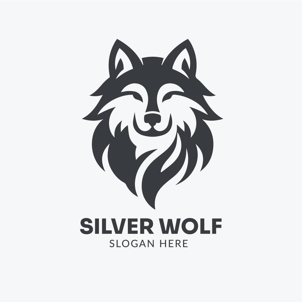 head wolf logo design vector