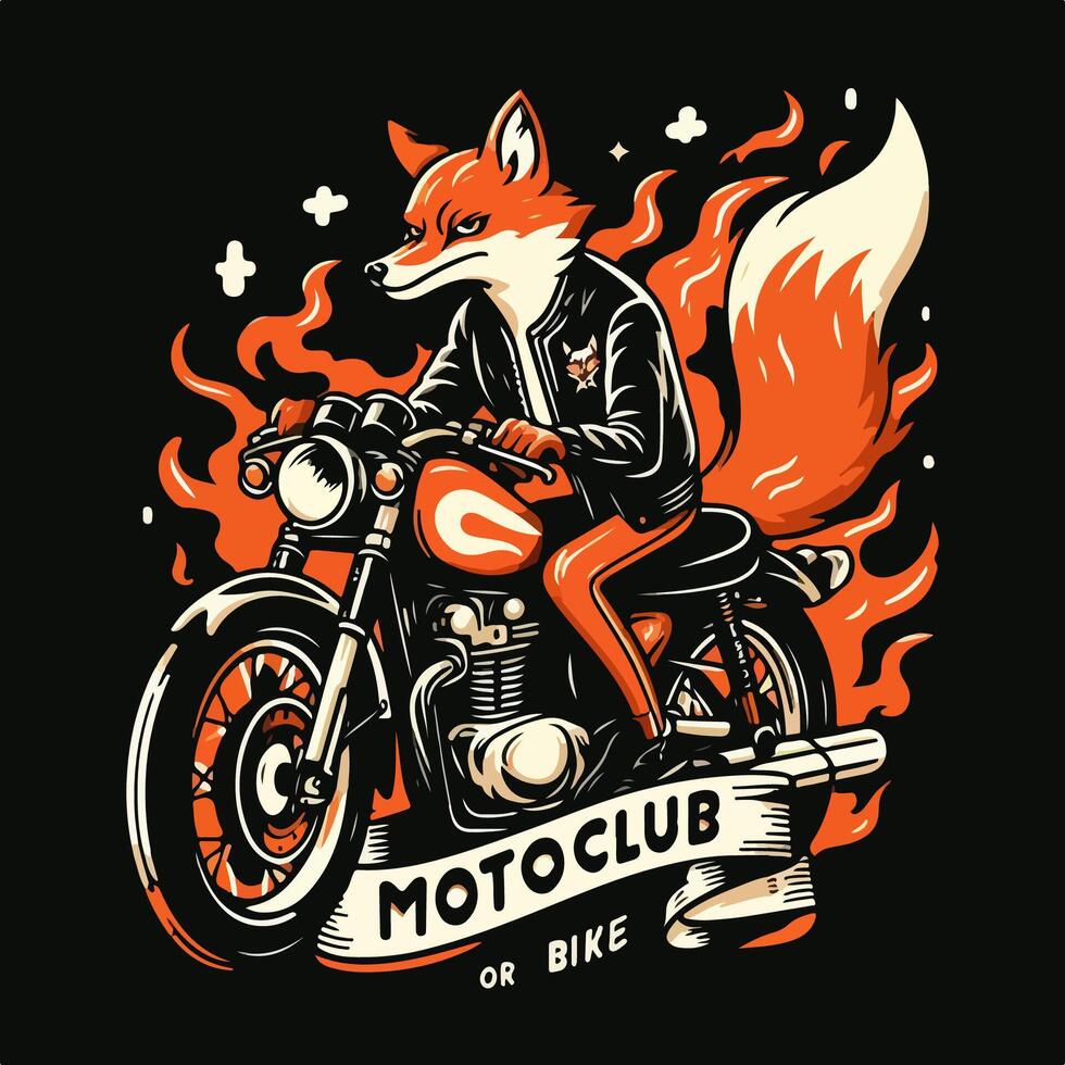 zorro montando motocicleta ilustración vector