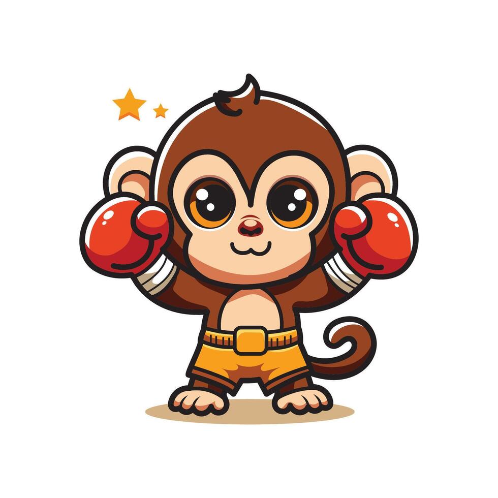 Funny illustration of boxer monkey vector