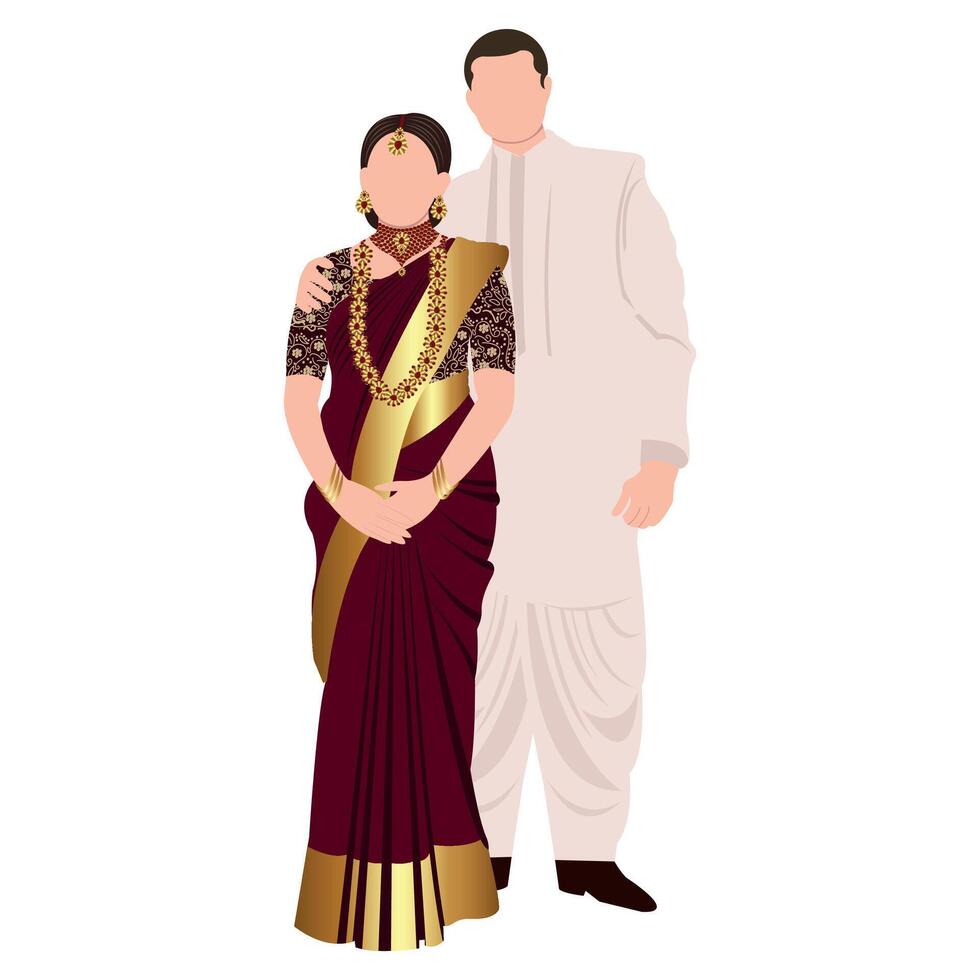 south indian bride illustration vector