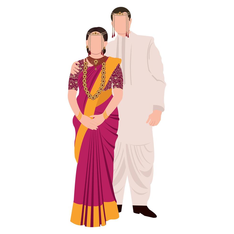 south indian bride illustration vector