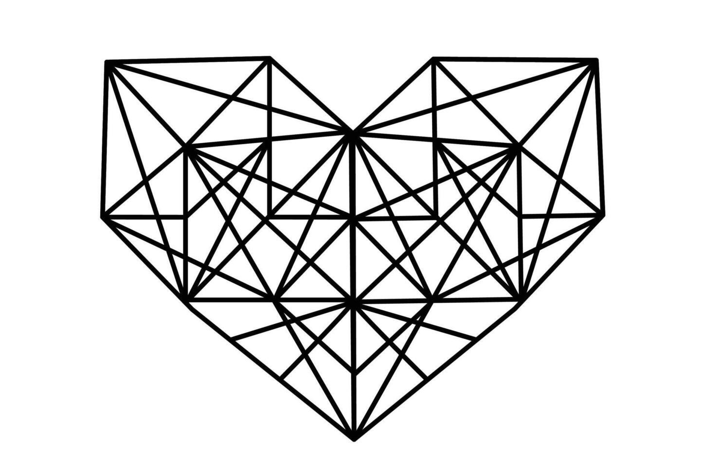 Polygon heart icon. heart outline with triangles. vector