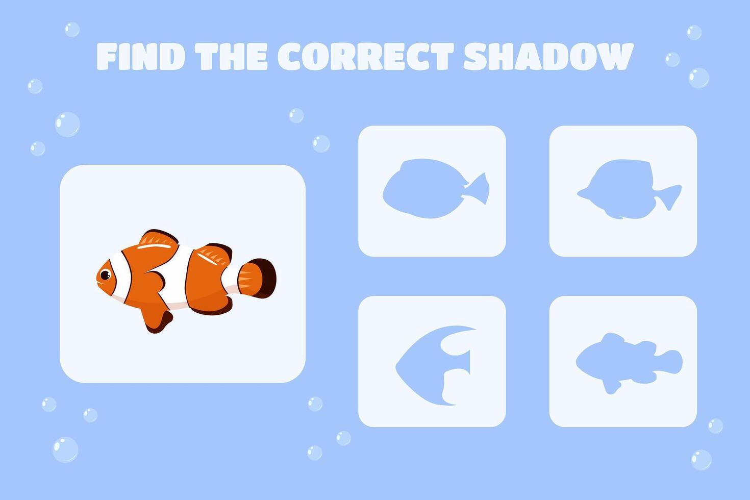 Find the correct shadow Children's educational game vector