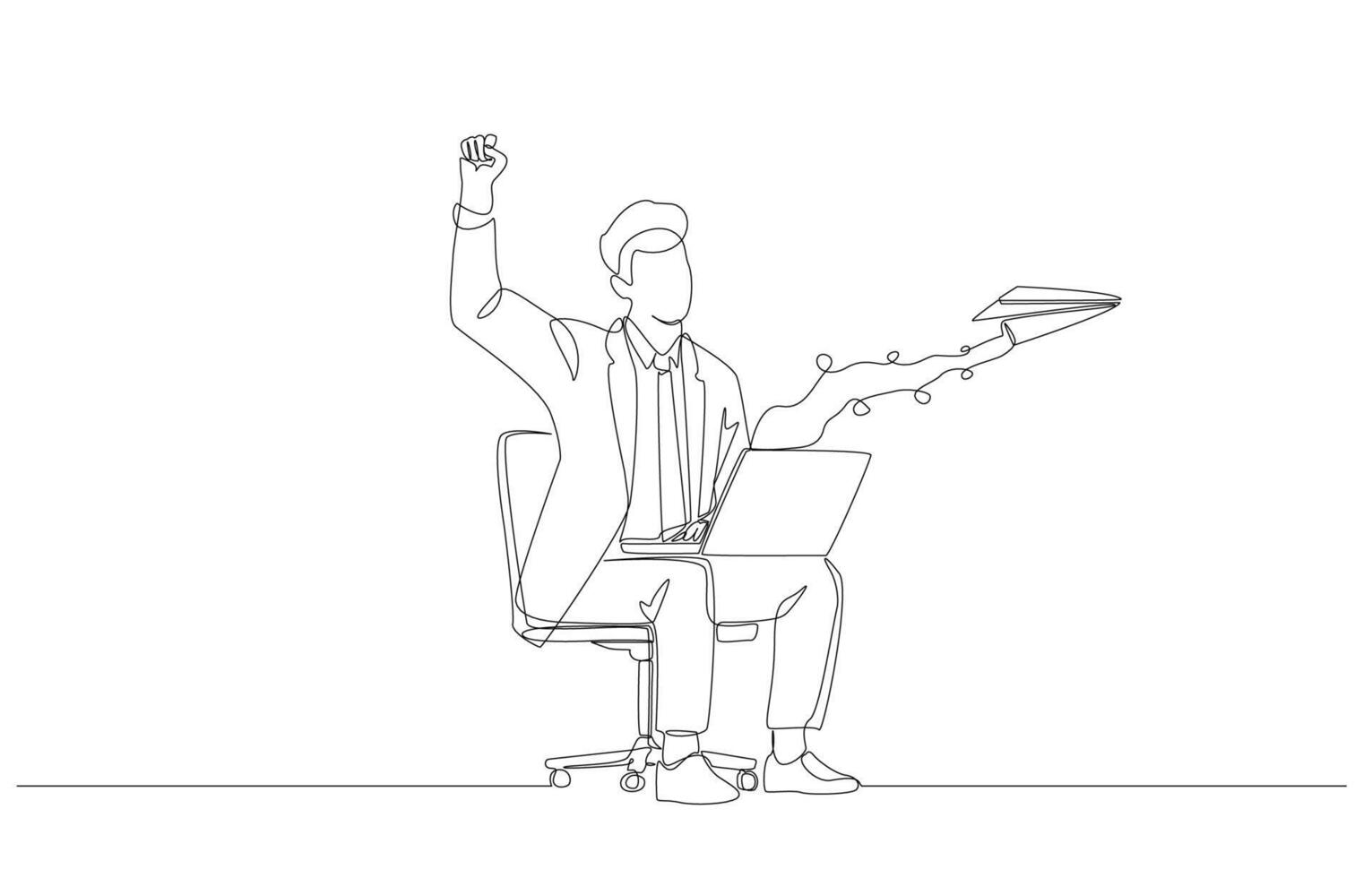 Continuous one line drawing of businessman finish work with paper
