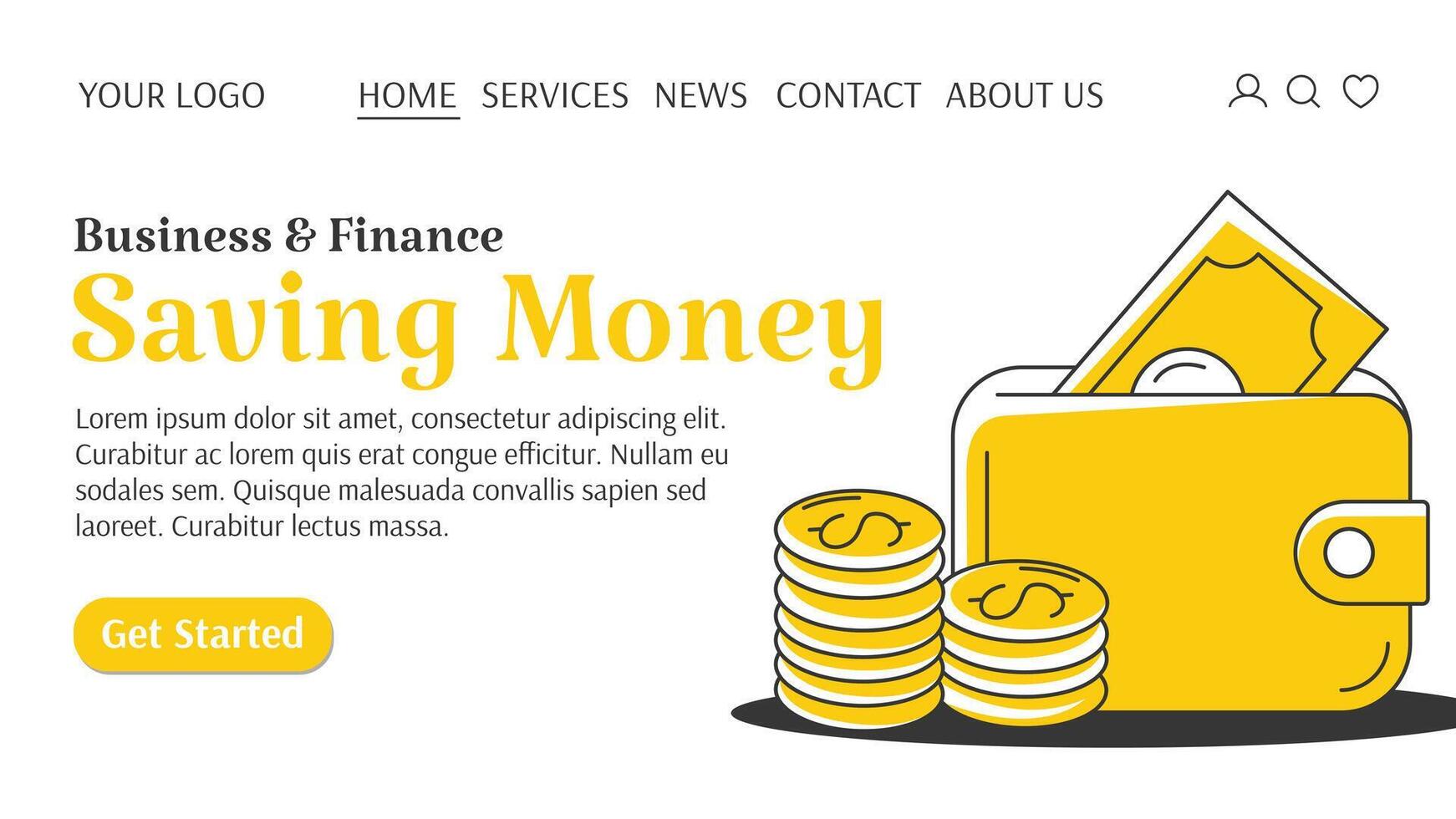 Wallet with cash and stack of coins. Saving money creative concept. Business and finance template for website. For banner, landing page. flat style vector