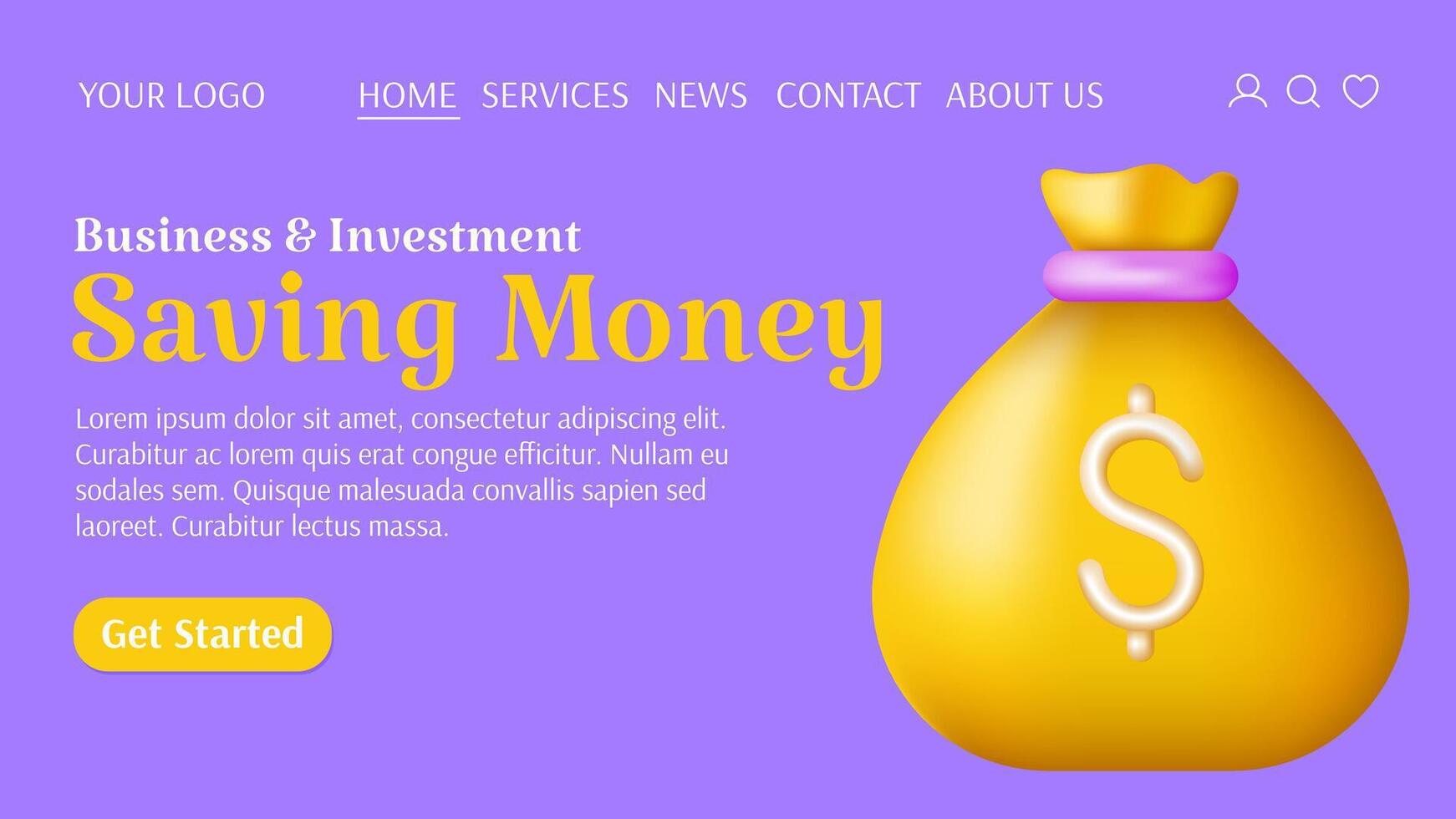 3d money bag with dollar icon. Saving, payment, cash back creative concept. Business and finance template for website. For banner, landing page. vector