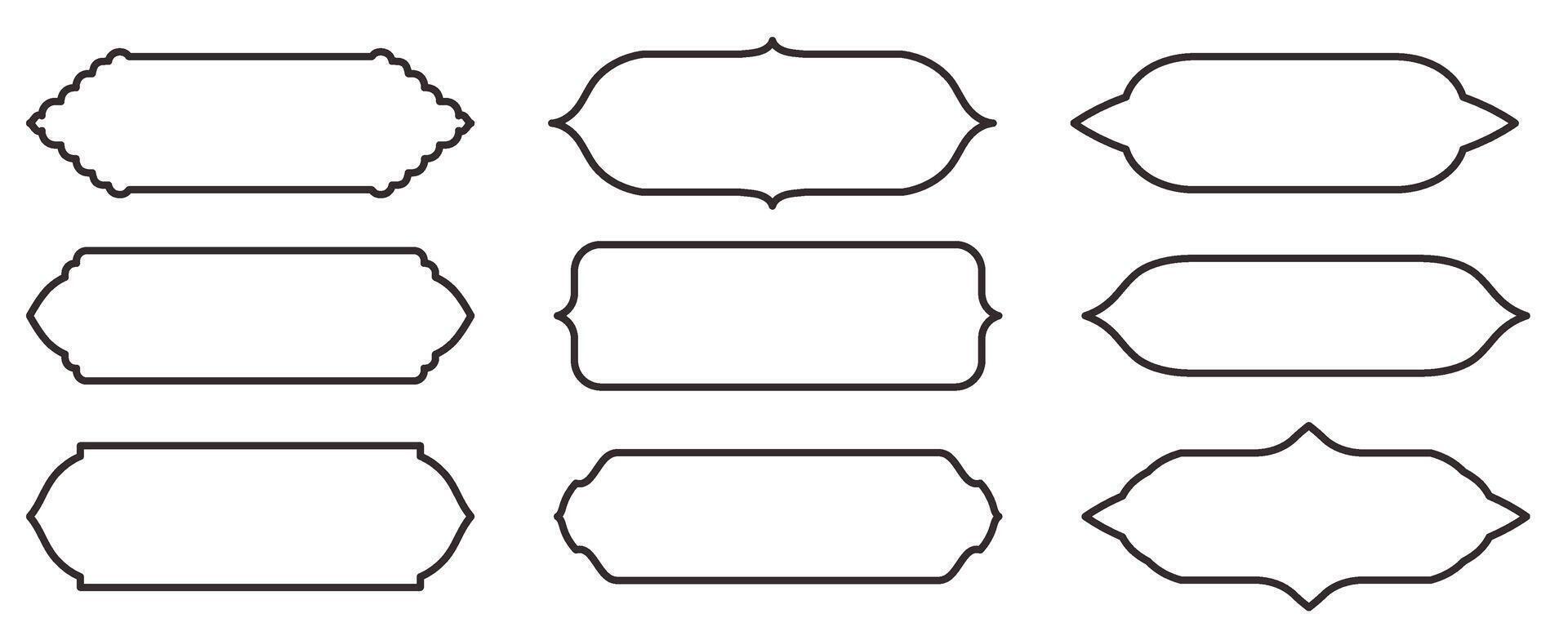 Assortment of Islam's traditional horizontal window or door designs for border or separator design. Collection of Mosque Muslim frames in outline. vector