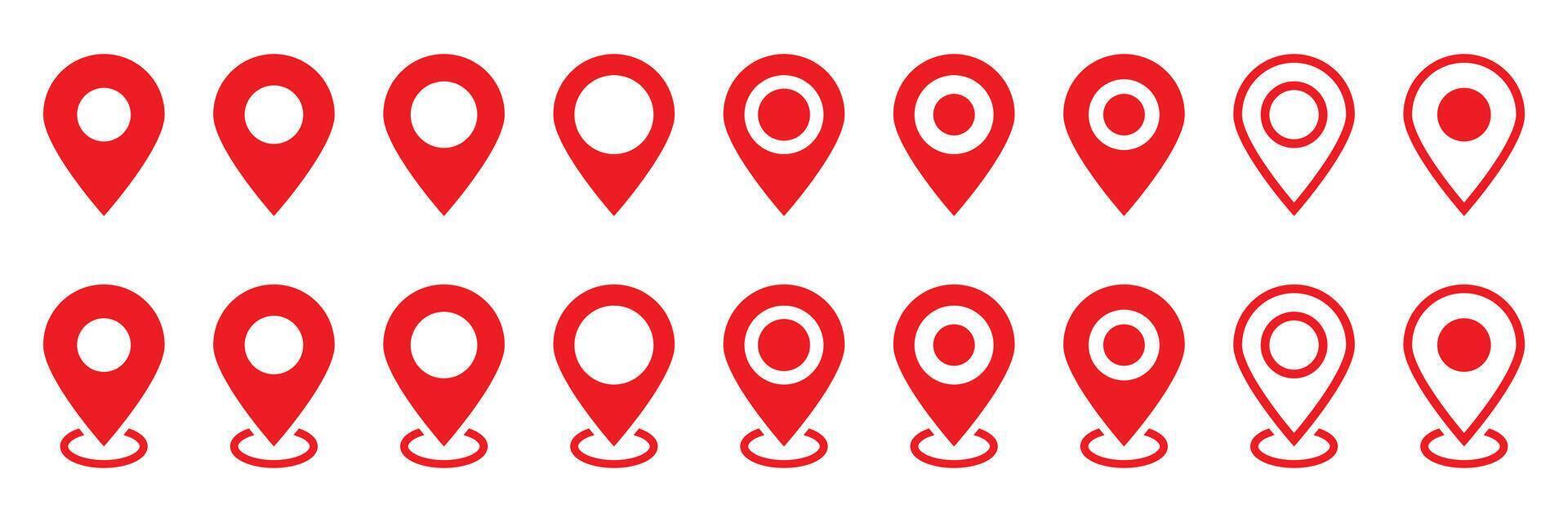 mapas alfiler. rojo ubicación mapa icono. navegación GPS signo. vector