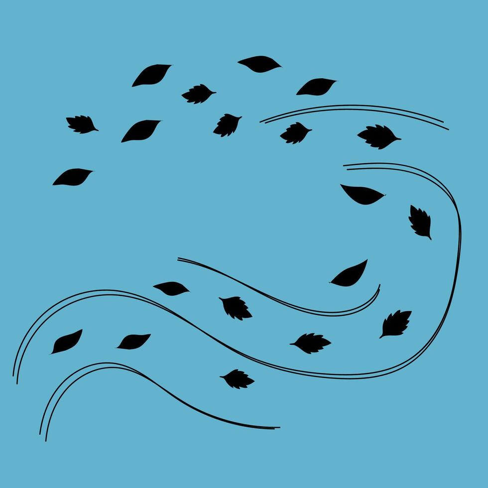 Abstract illustration drawn in doodle style in the form of leaves flying in the wind vector