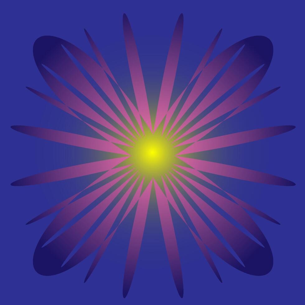 Abstract round pattern in the form of a beautiful glowing flower on a blue background vector