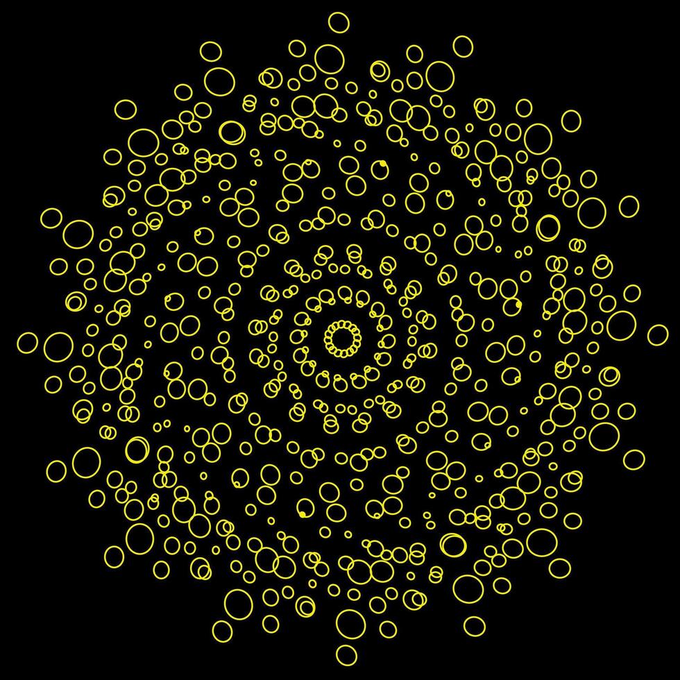 Round abstract pattern in the form of gold circles on a black background vector