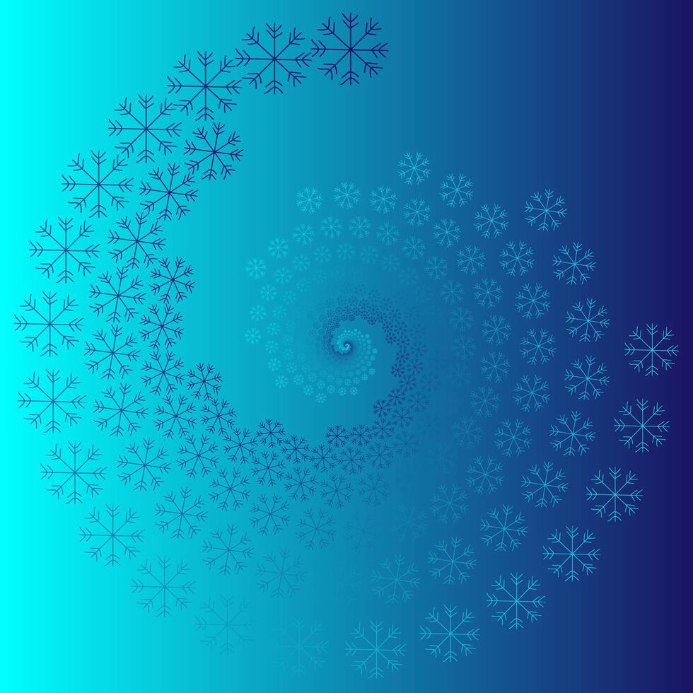 Abstract round pattern in the form of flowers arranged in a spiral on a blue background vector