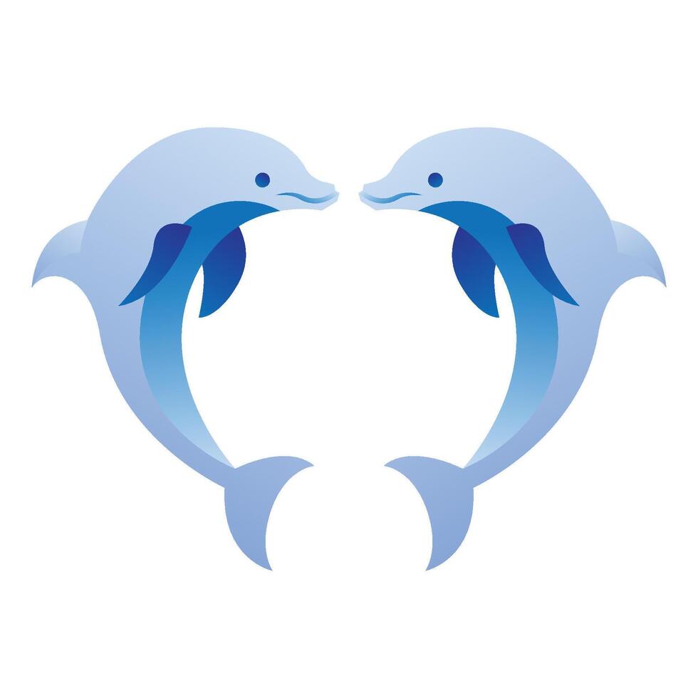 twin dolphin illustration vector