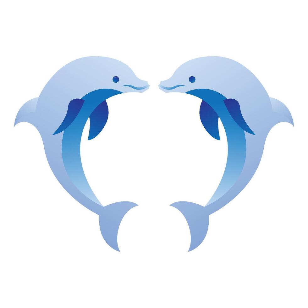 twin dolphin illustration vector