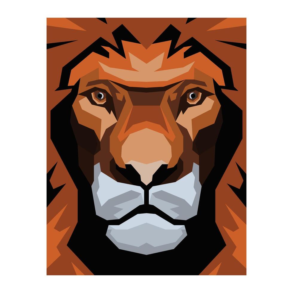 illustration of lion head in square shape vector