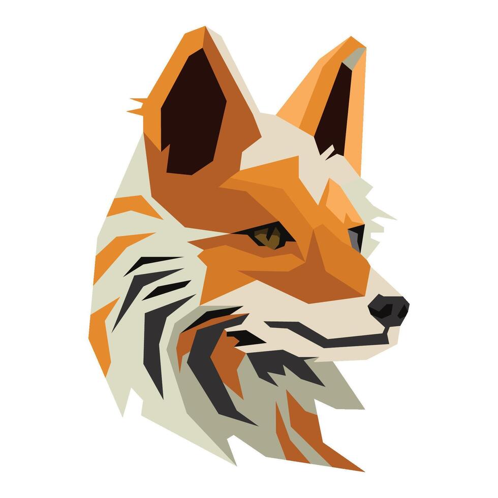 geometric or low poly illustration of fox head vector