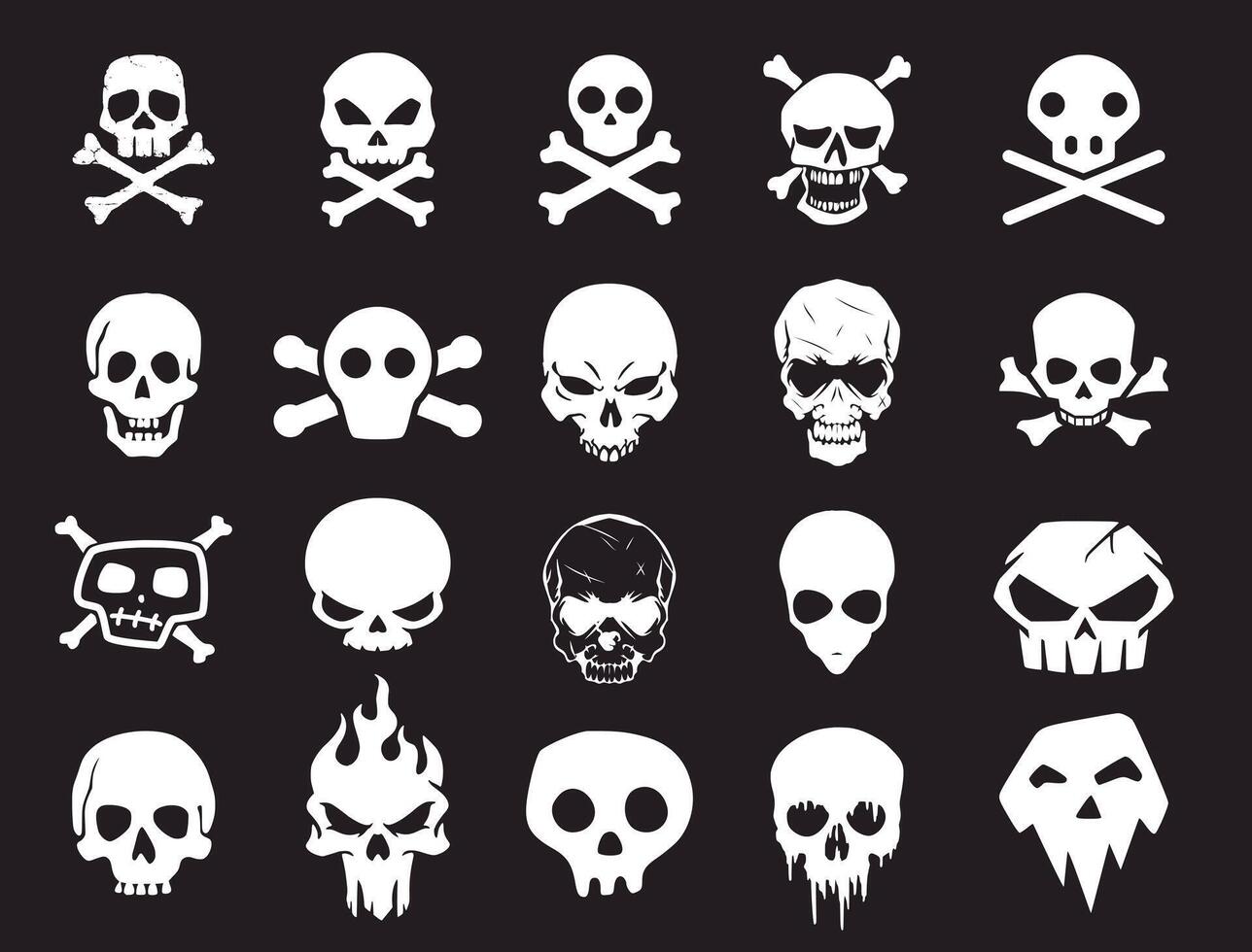 A set of various monster skulls. Skulls for prints vector