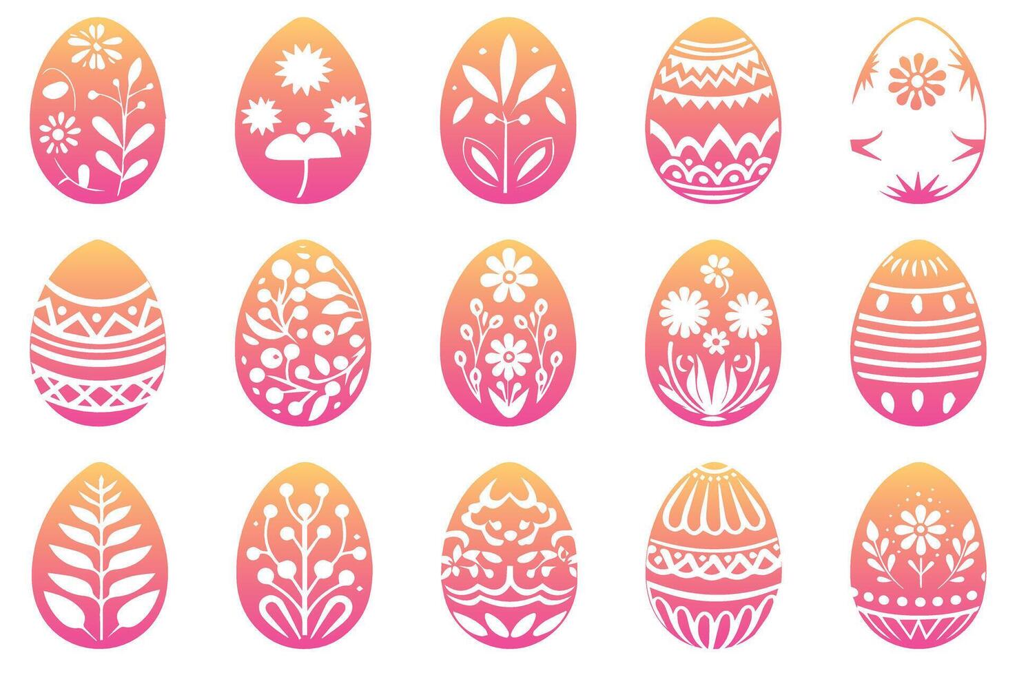 A set of Easter eggs and dyed eggs for Easter vector