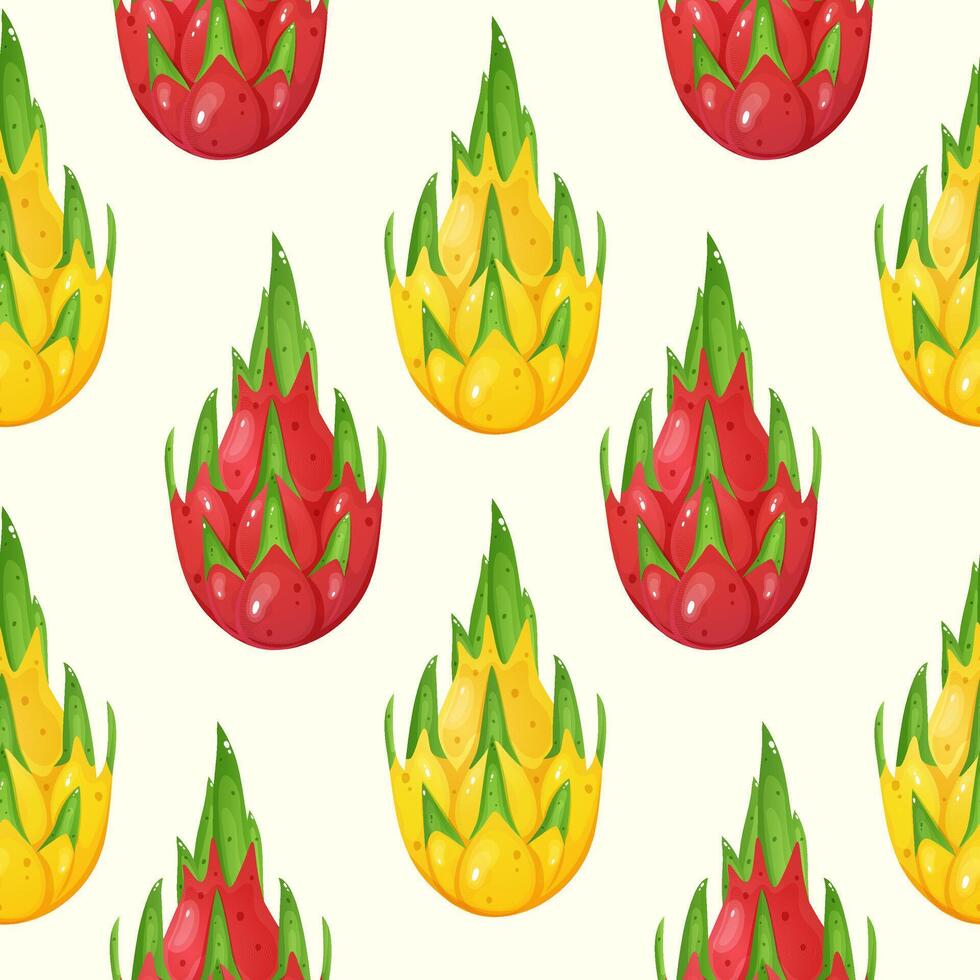 Dragon fruit cartoon seamless pattern. Fruit print for fabric , wrapping paper vector