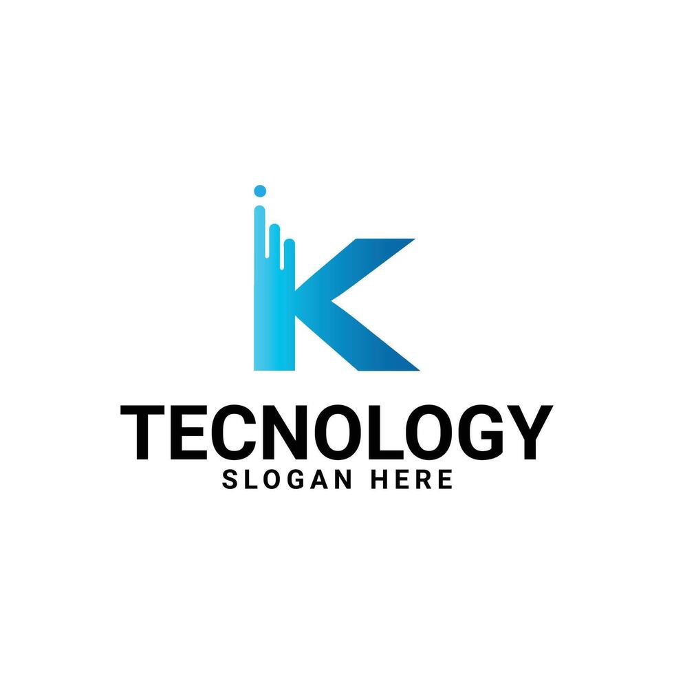 letra k logo diseño en azul degradado valores ilustración vector
