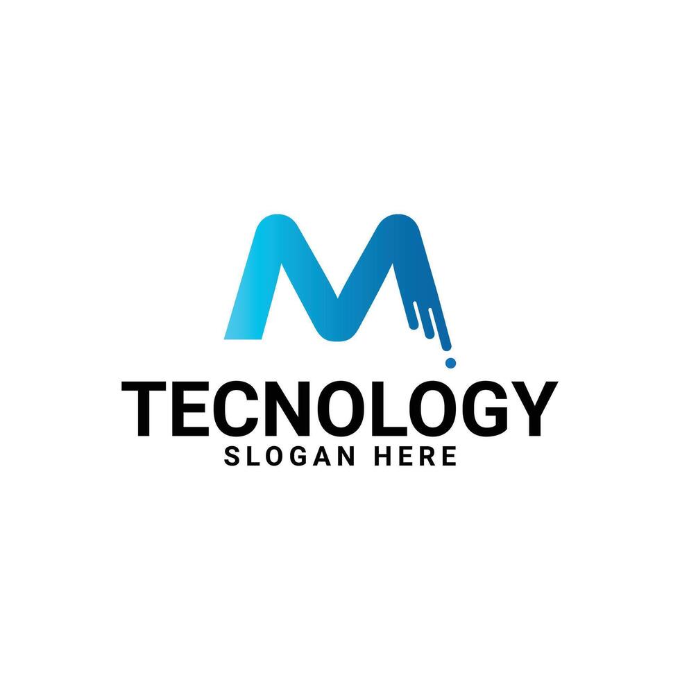 Letter M Logo Design In Blue Gradient stock illustration vector