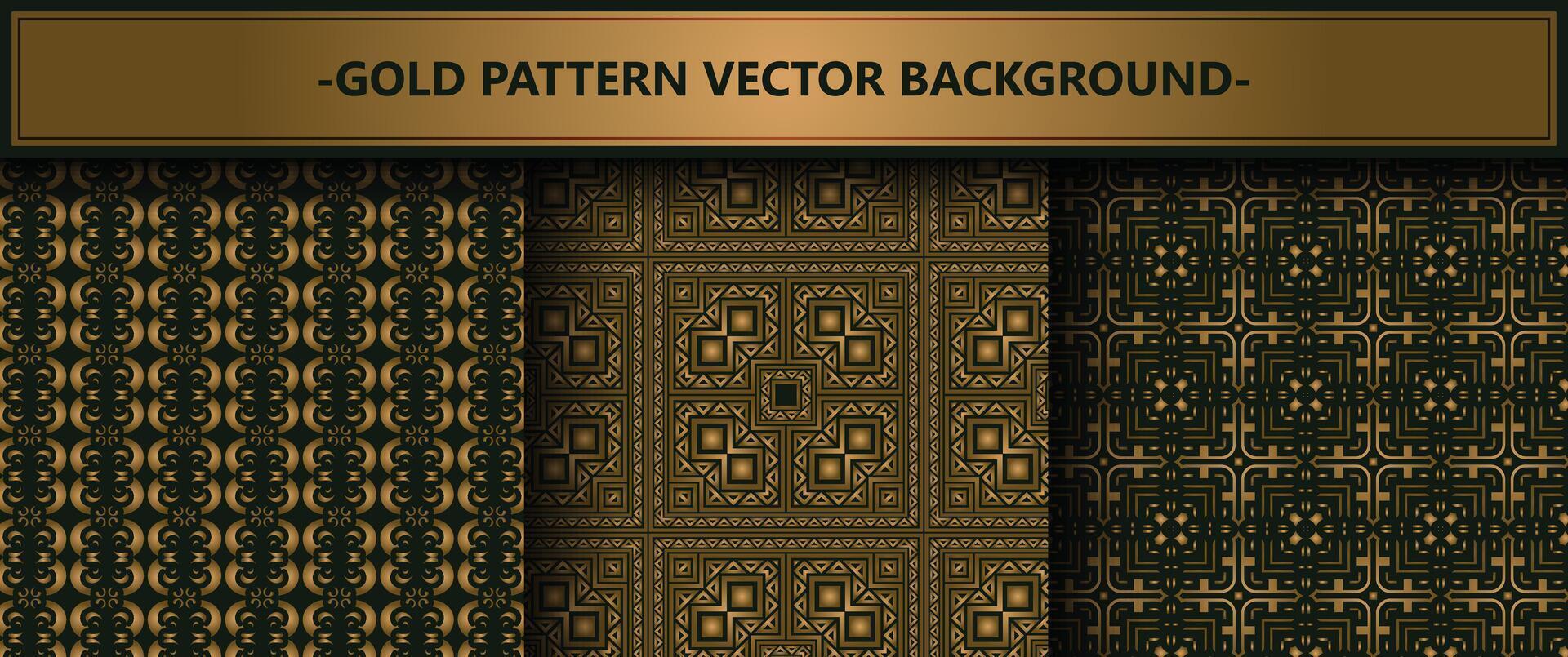 Collection gold and black seamless pattern background vector