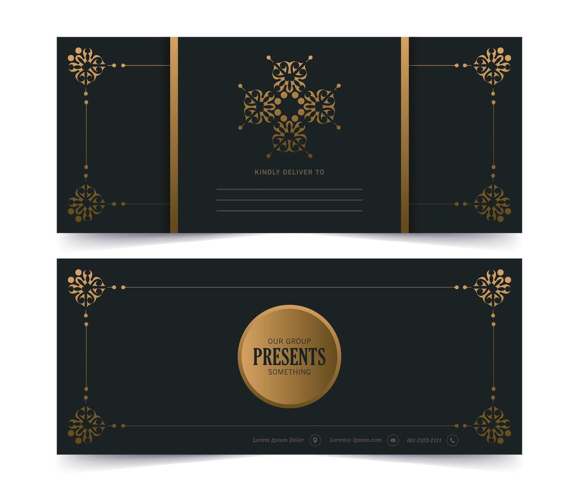 luxury gold emblem invitation card template vector