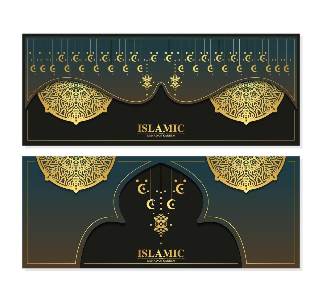luxury islamic ramadan kareem greeting card vector