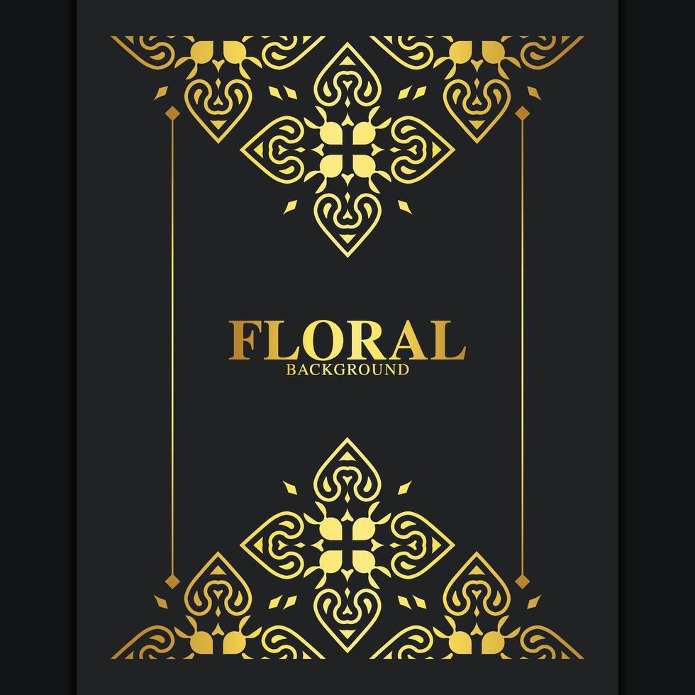 fondo de marco floral decorativo dorado de lujo vector