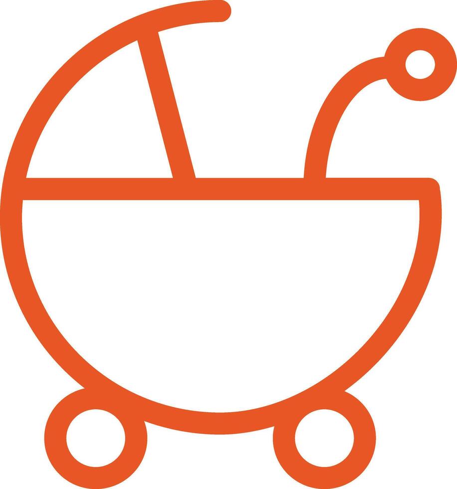 a baby carriage icon with an orange handle vector