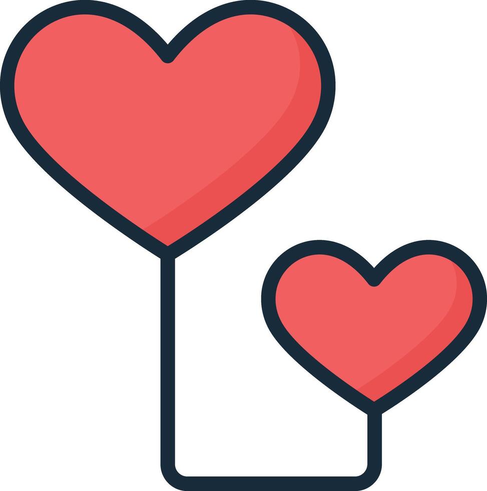 two hearts connected by a line icon vector