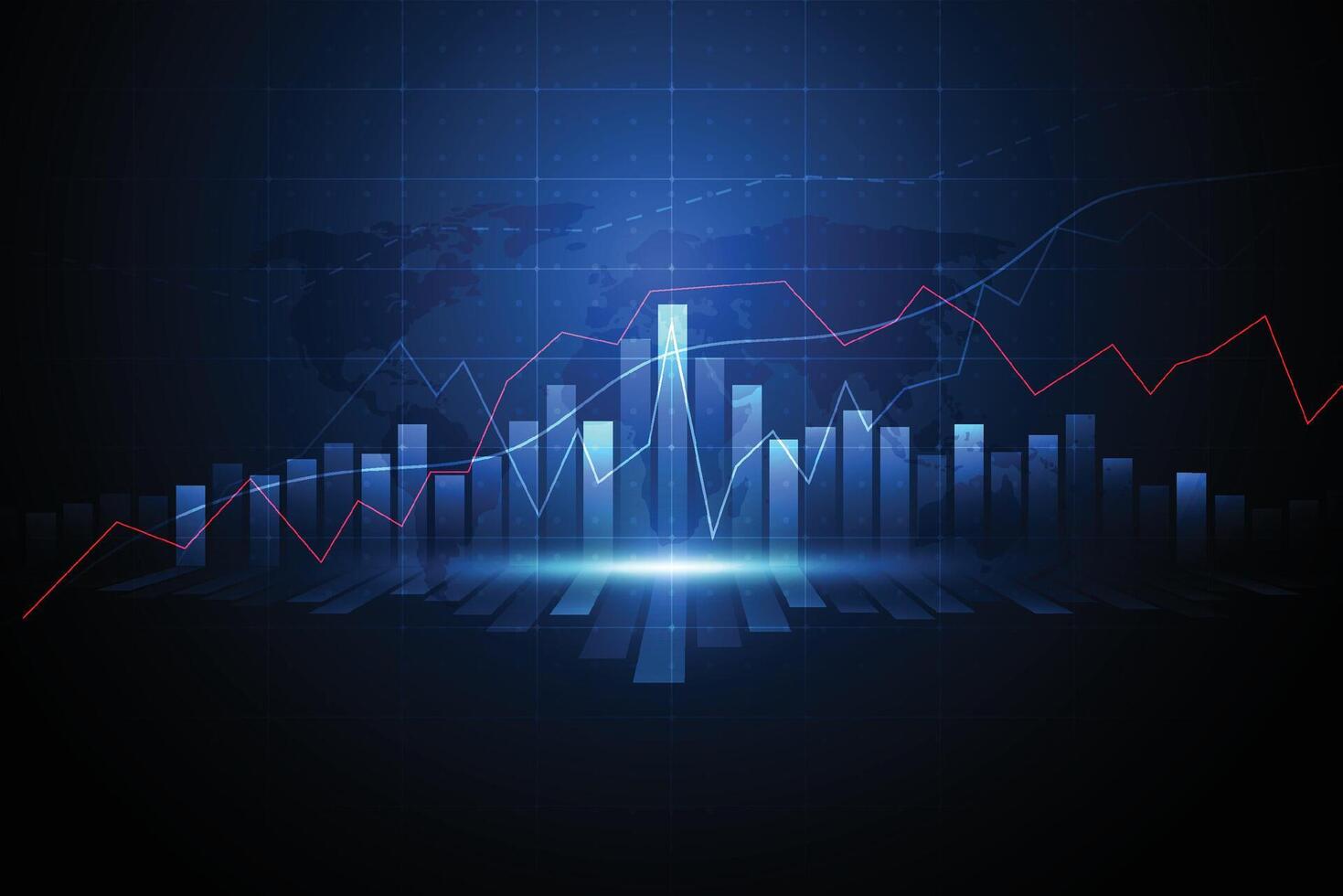 Business candle stick graph chart of stock market investment trading on white background design. Bullish point, Trend of graph. illustration vector