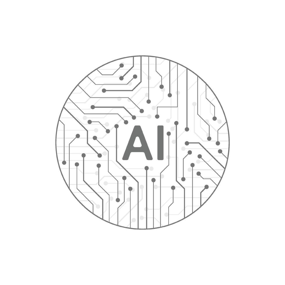 Artificial intelligence circuit line style. Machine learning design. Smart network digital technology. AI. illustration vector
