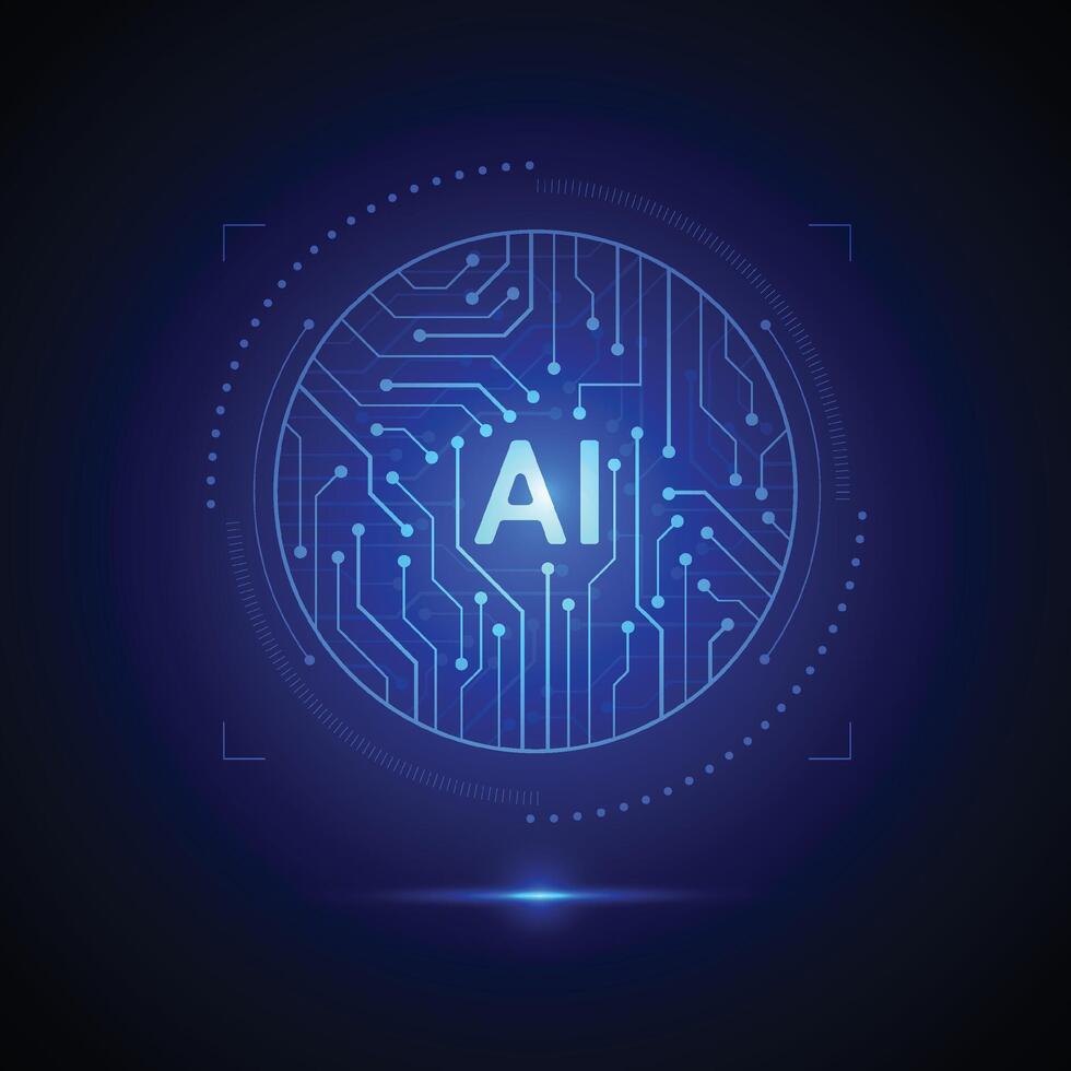 Artificial intelligence circuit line style. Machine learning design. Smart network digital technology. AI. illustration vector