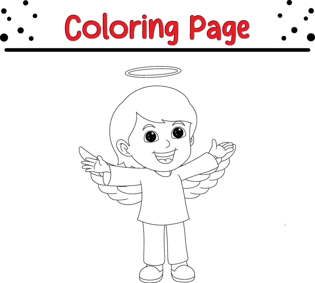 cute boy angel coloring page. coloring book for kids vector