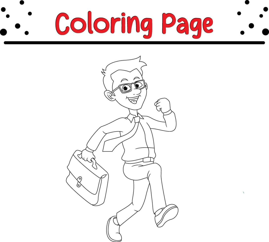 businessman running coloring page. coloring book for kids vector