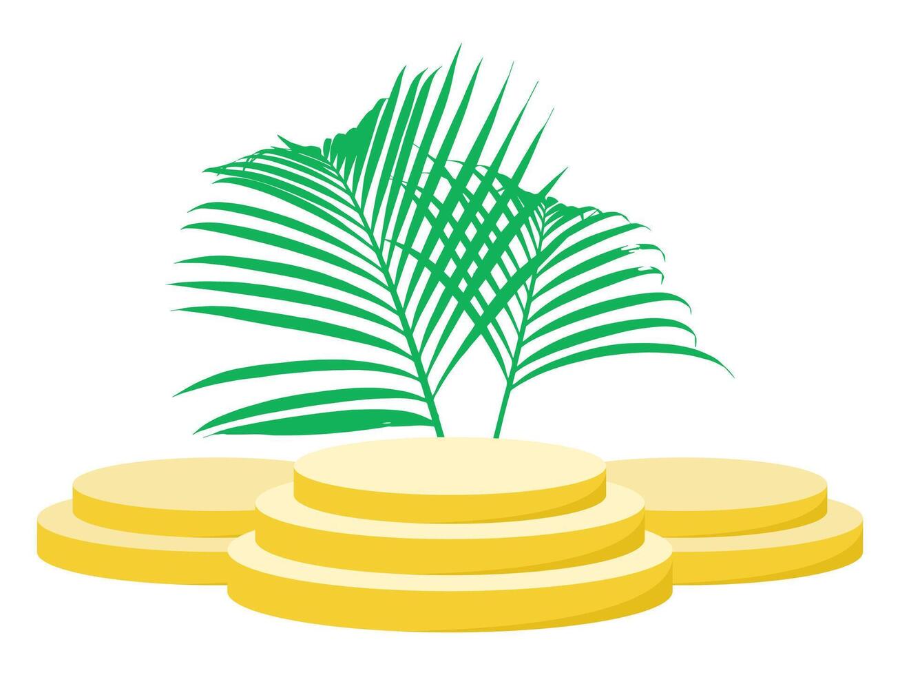 Empty Podium Frame Stage coconut leaf Background vector