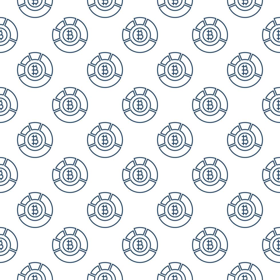 Bitcoin pie chart Crypto Trading Stats thin line seamless pattern vector