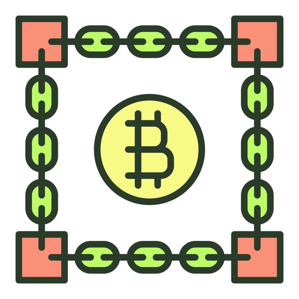 blockchain tecnología bitcoin criptomoneda de colores icono o diseño elemento vector