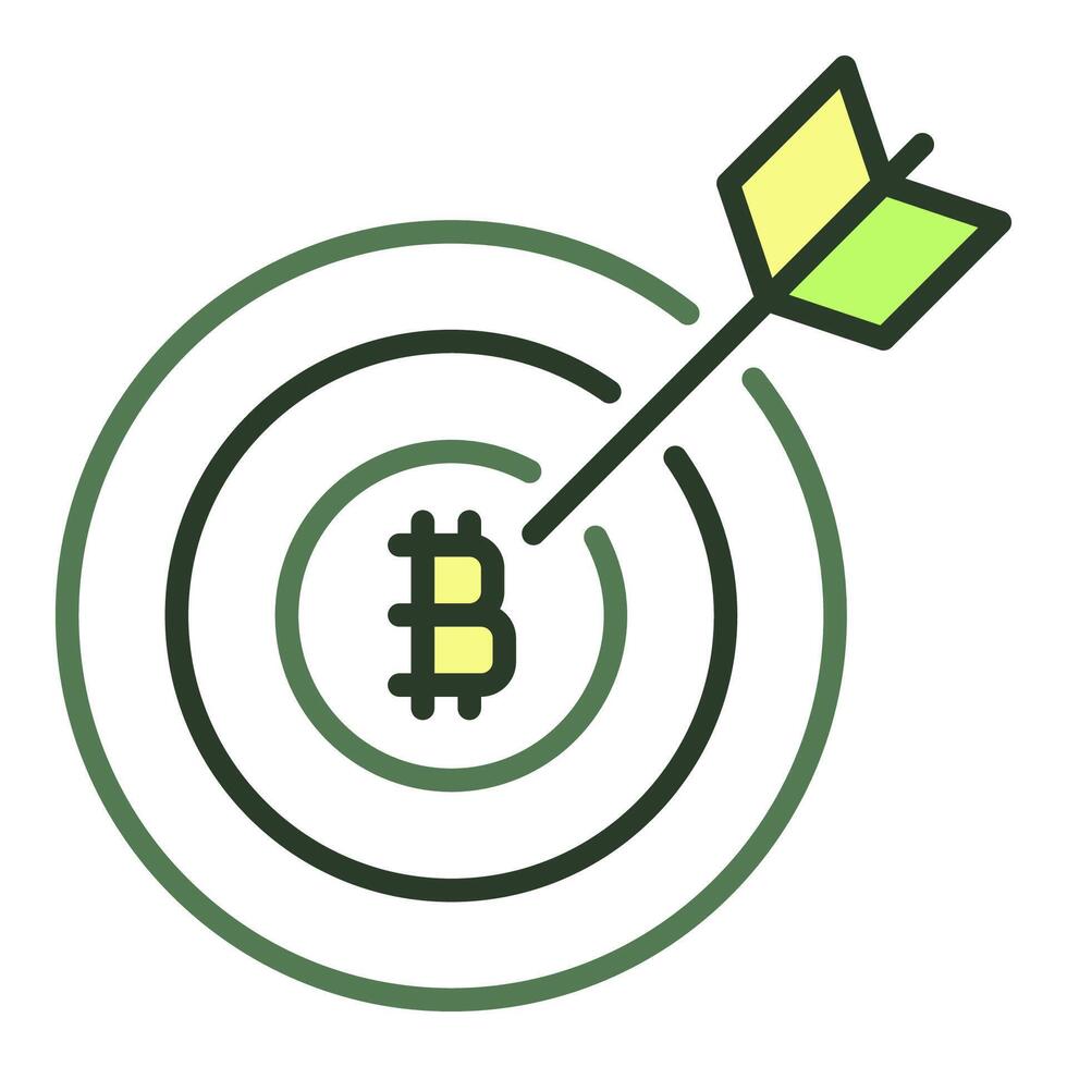 flecha en bitcoin objetivo criptomoneda de colores icono o logo elemento vector