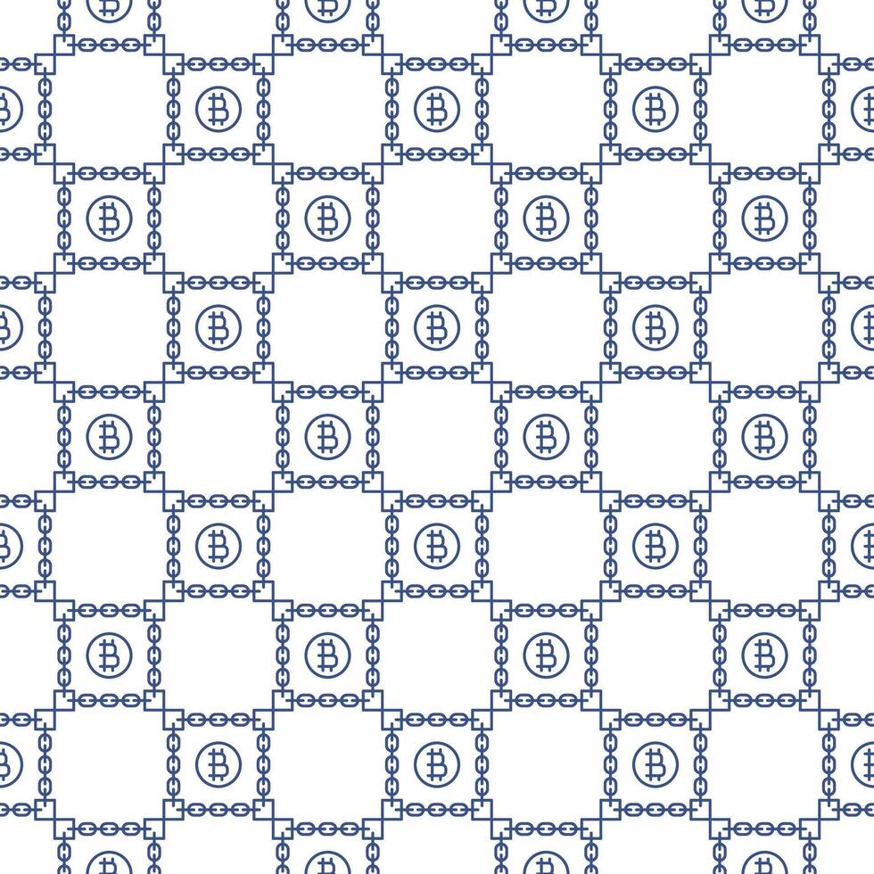 Bitcoin Blockchain Technology Cryptocurrency outline seamless pattern vector