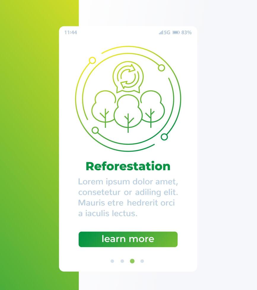 Reforestation banner with line icon vector