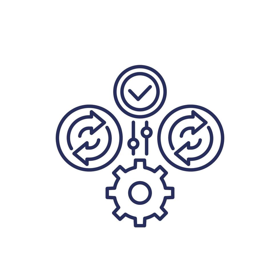 iteration and iterative process line icon, vector