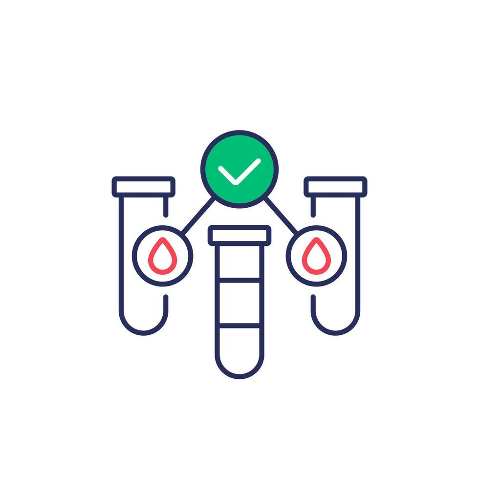 blood testing line icon with test tubes vector