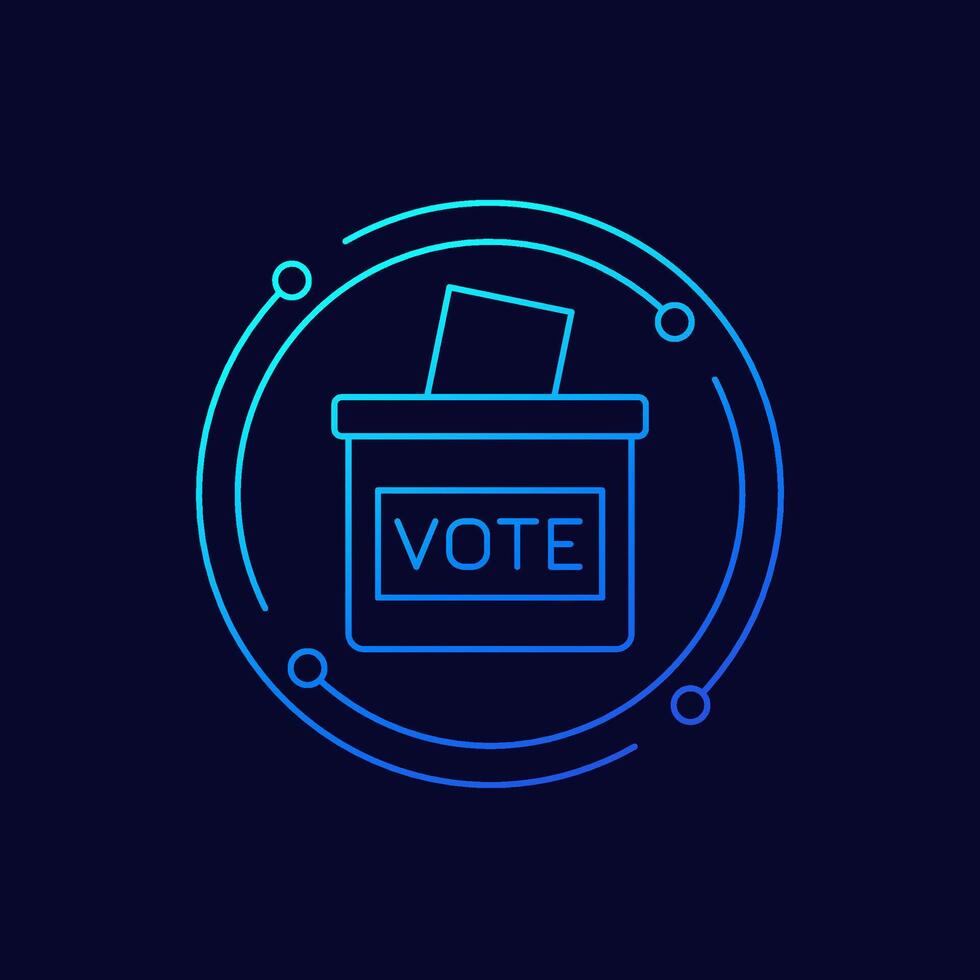 voting ballot box icon, linear design vector